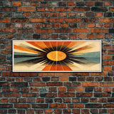 Sunset Art Deco Sunburst Wall Art, Ready To Hang Canvas Print, Panoramic Art, Art Deco Wall Decor, Above Bed, Above Couch, Above Sofa