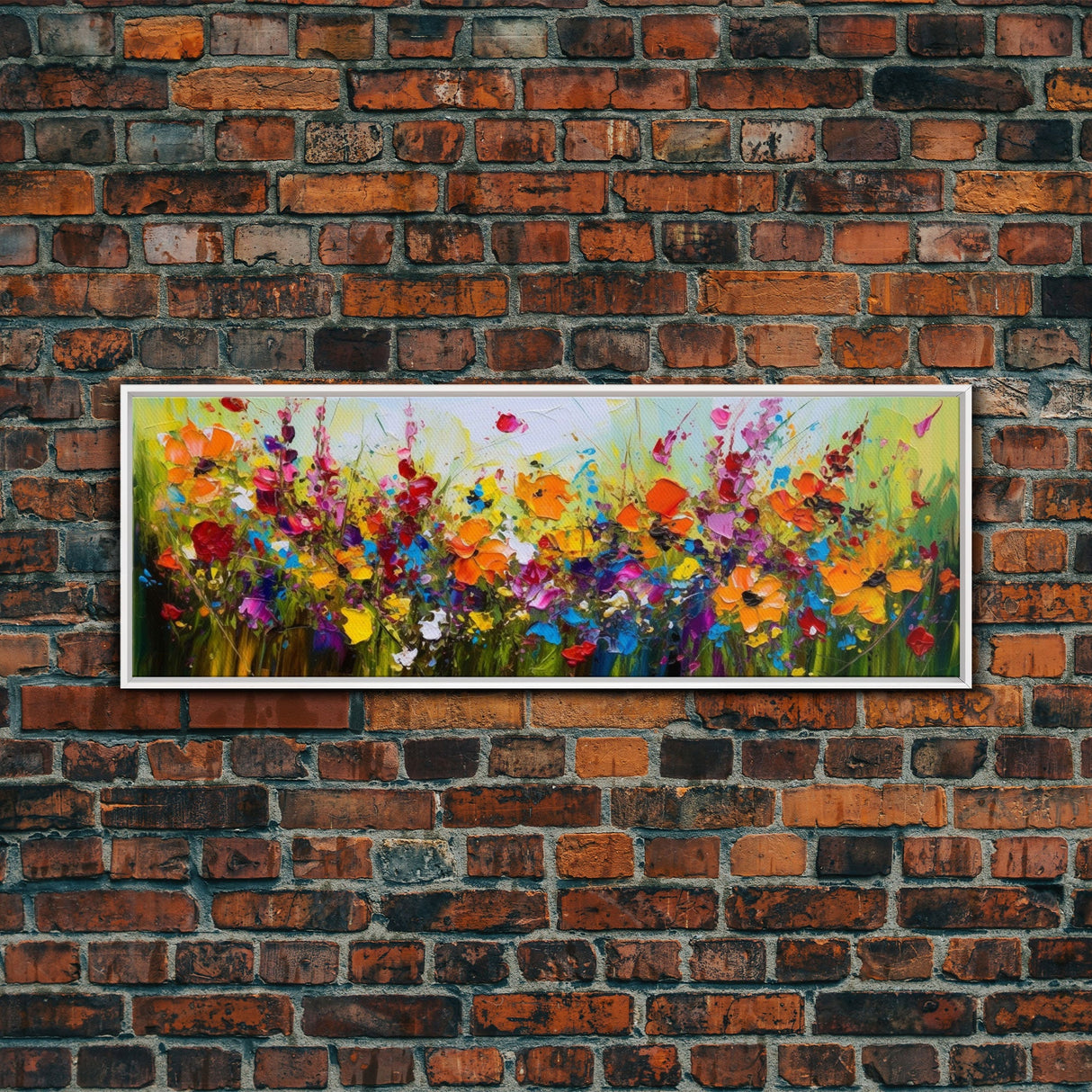 Panoramic Wildflowers Canvas Print, Beautiful Ultra-Wide Wall Art, Original Flower Painting, Floral Art, Botantical Wall Art, Oil Painting