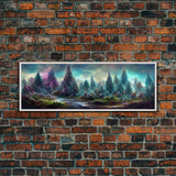 High Fantasy Forest Wall Art, Ready To Hang Canvas Print, Panoramic Art, Fantasy RPG Concept Art