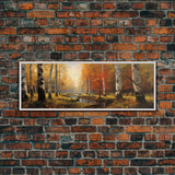 The Birch Trees, Autumn Forest, Autumn Centerpiece, Fall Decor, Fall Centerpiece Wall Art, Center Piece Art, Panoramic Wall Art