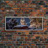 Panoramic Photo Print Of a Timber Wolf, Framed Canvas Print, Photography Print, Lakehouse Wall Art, Rustic Decor, Farmhouse Decor