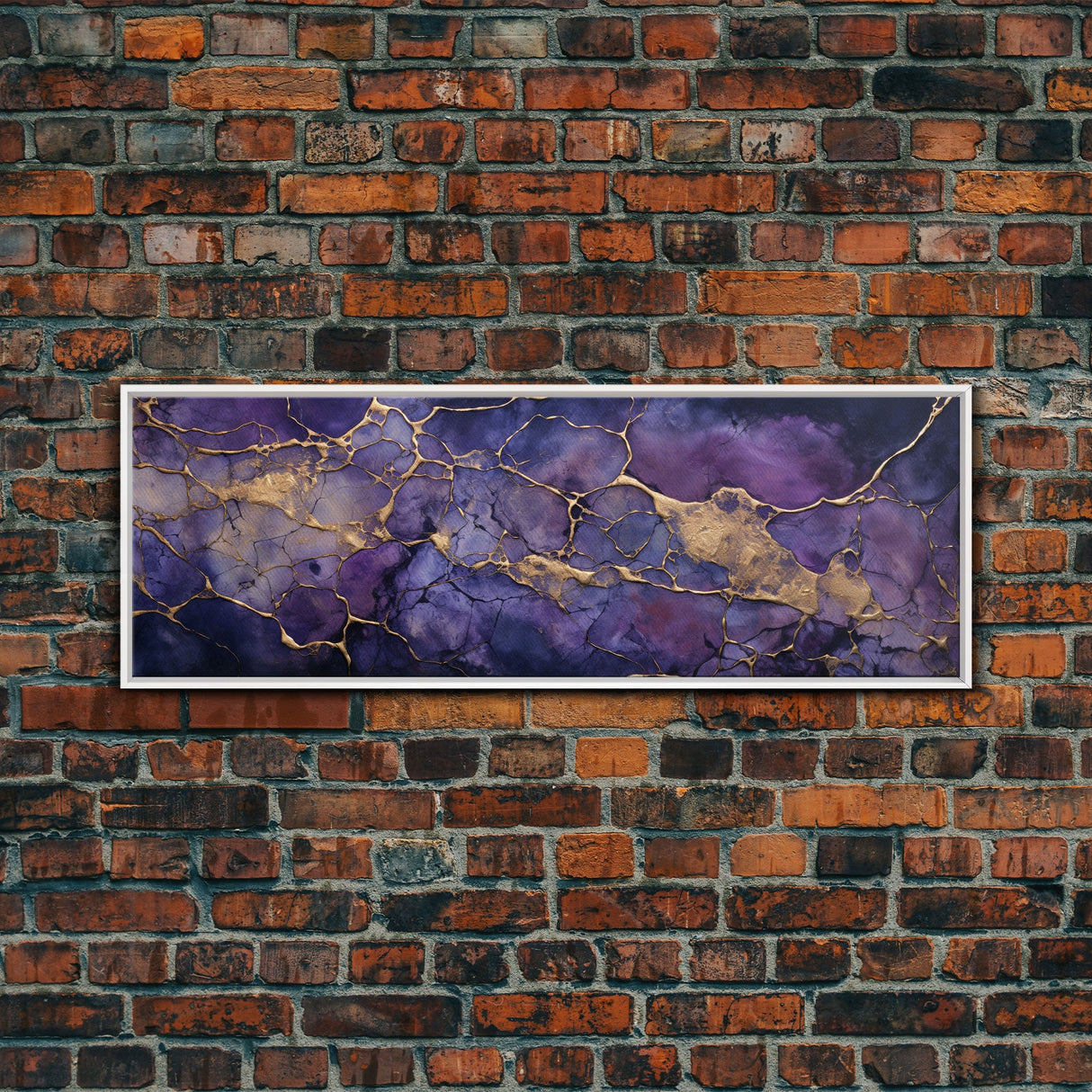 Purple and Gold Marble Canvas Wall Art, Abstract Canvas Art, Panoramic Art, Large Wall Art, Marble Wall Decor, Large Canvas Modern Art