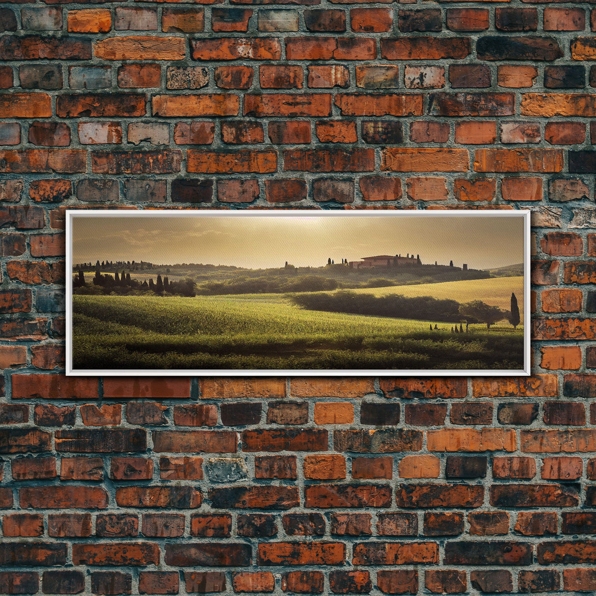 Italian Countryside at Sunset, Extra Large Wall Art, Framed Panoramic Canvas Print, Framed Wall Decor