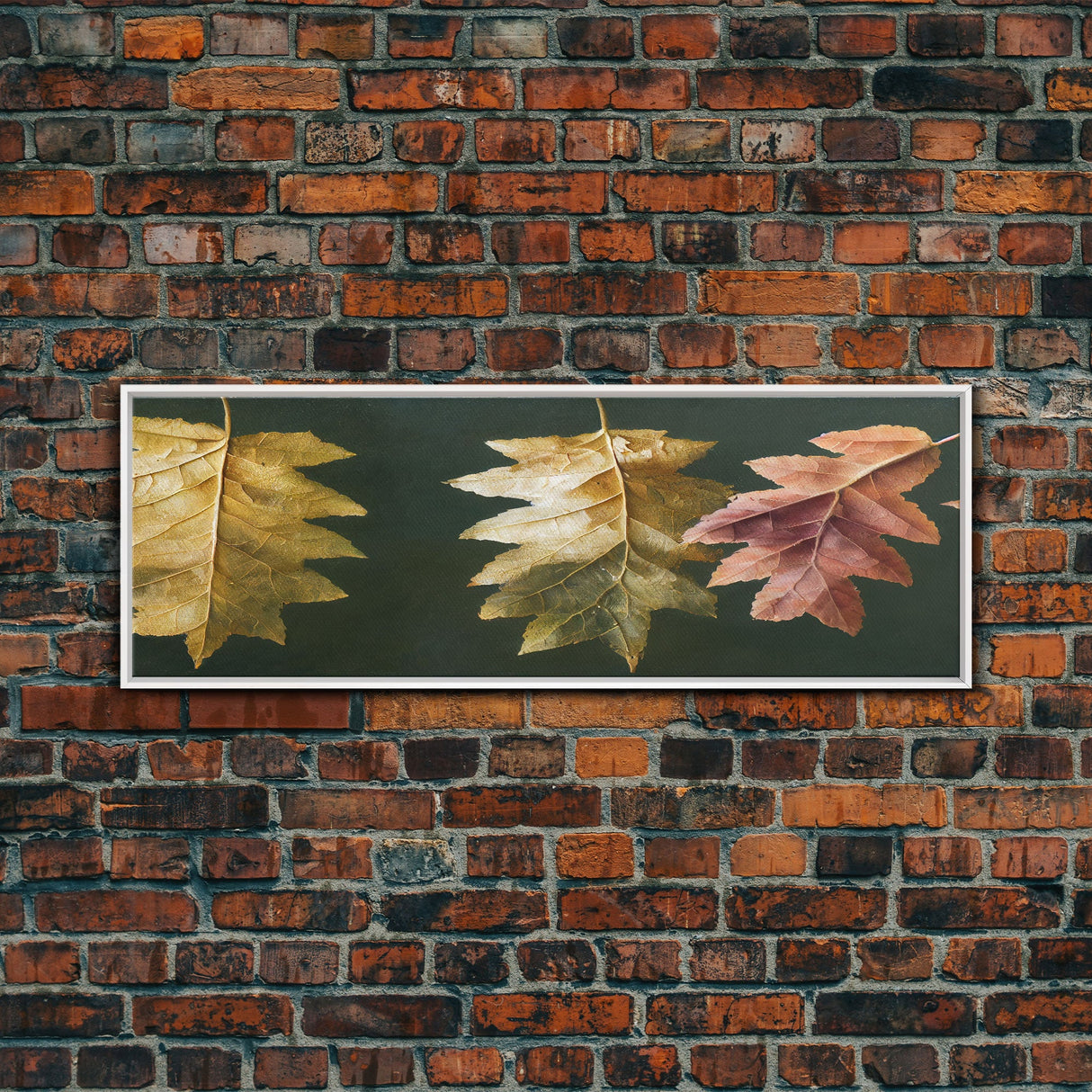 Fall Decor, Fall Leaves Panoramic Art, Extra Large Wall Art, Framed Panoramic Canvas Print, Framed Wall Art