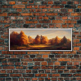 A Forest In Autumn, Fall Decor, Extra Large Wall Art, Framed Panoramic Canvas Print, Framed Wall Decor