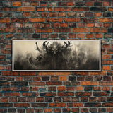 The Demon, Panoramic Canvas Print, Framed Halloween Art, Spooky Decor, Halloween Art, Halloween Wall Art, Halloween Art Print