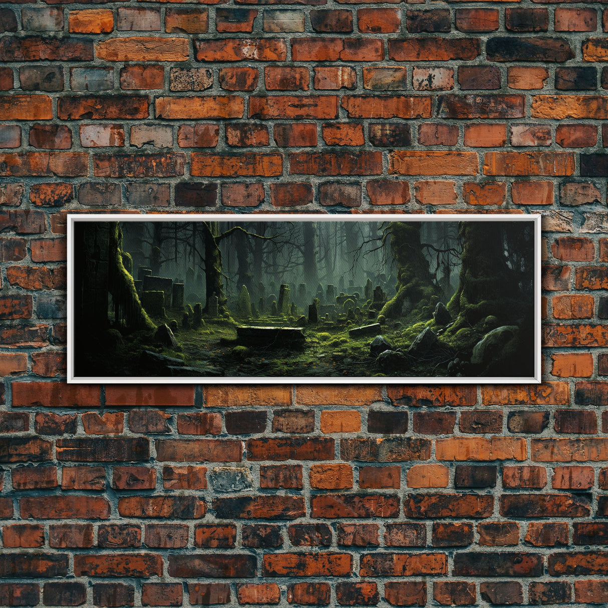 The Reclaimed Graveyard Panoramic Canvas Print, Framed Halloween Art, Spooky Decor, Halloween Art, Halloween Wall Art, Halloween Art Print