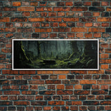 The Reclaimed Graveyard Panoramic Canvas Print, Framed Halloween Art, Spooky Decor, Halloween Art, Halloween Wall Art, Halloween Art Print