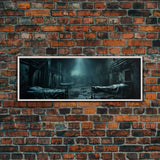 An Abandoned Insane Asylum, Canvas Print Framed Halloween Art, Spooky Decor Panoramic Halloween Art, Halloween Wall Art, Halloween Art Print