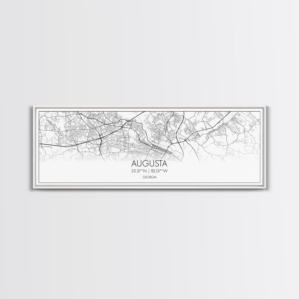 Panoramic Augusta City Map, Georgia Art, Map Print, Minimalist Wall Art, Canvas Art, Housewarming Gift, Street Map Art, Closing Gift