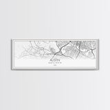 Panoramic Austin City Map, Texas Art, Map Print, Minimalist Wall Art, Canvas Art, Housewarming Gift, Street Map Art, Closing Gift