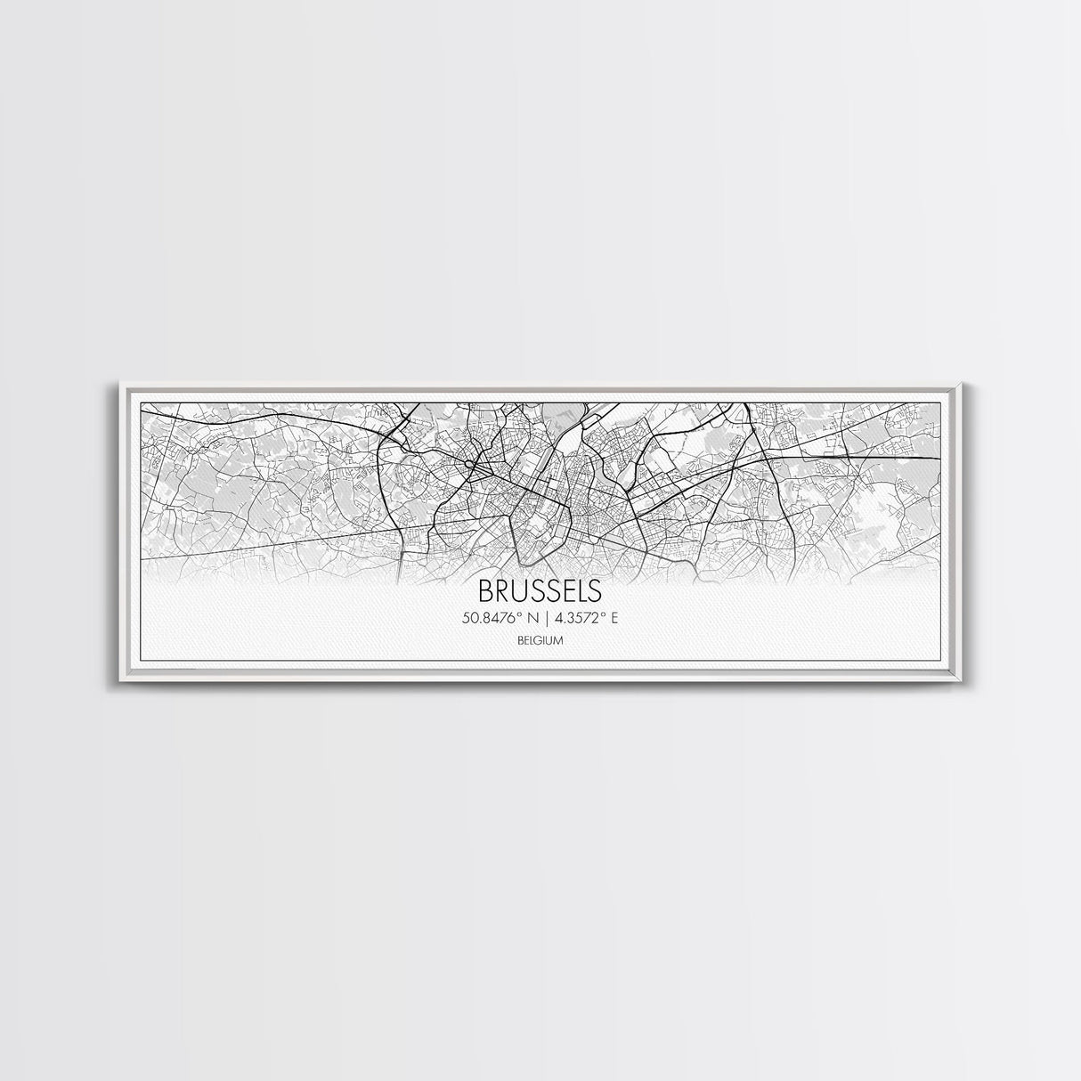 Panoramic Brussels City Map, Belgium Art, Map Print, Minimalist Wall Art, Canvas Art, Housewarming Gift, Street Map Art, Closing Gift