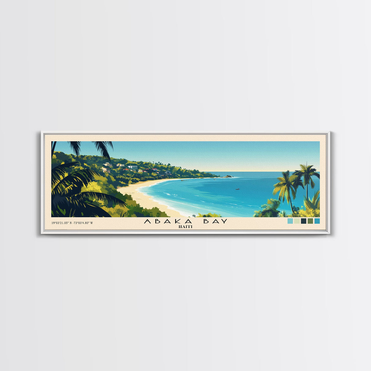 Abaka Bay, Haiti Panoramic Print, Vacation Gift, Haiti Wall Art, Beach Painting, Beach Decor, Beach Or Lakehouse Art