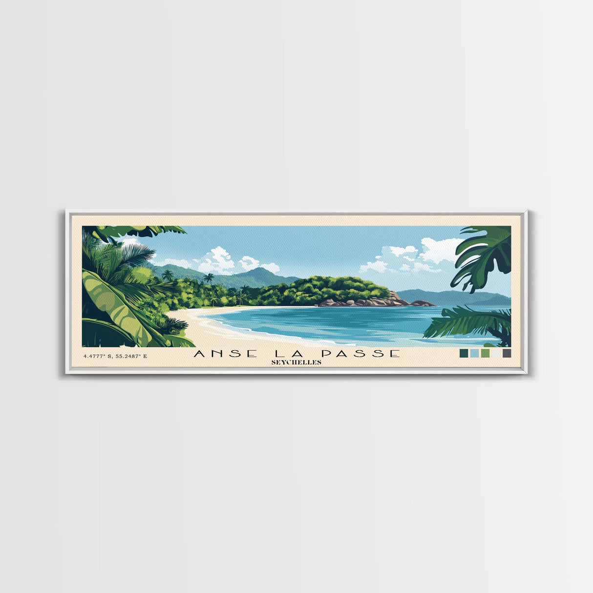 Anse La Passe, Seychelles Panoramic Print, Vacation Gift, Seychelles Wall Art, Beach Painting, Beach Decor, Beach Or Lakehouse Art