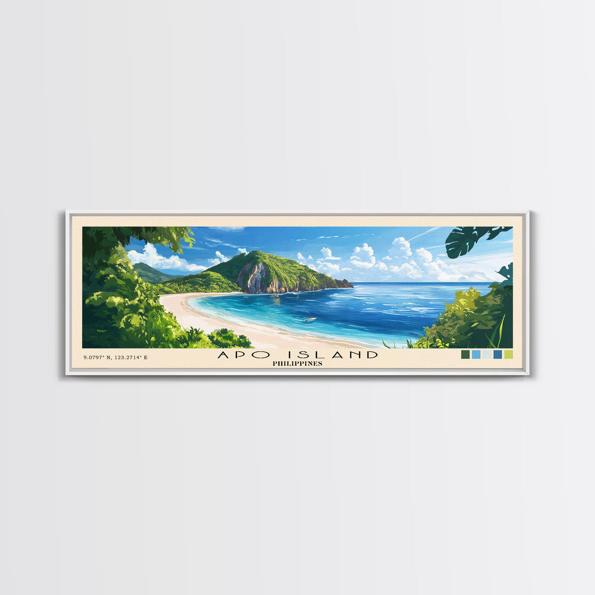 Apo Island, Philippines Panoramic Print, Vacation Gift, Philippines Wall Art, Beach Painting, Beach Decor, Beach Or Lakehouse Art