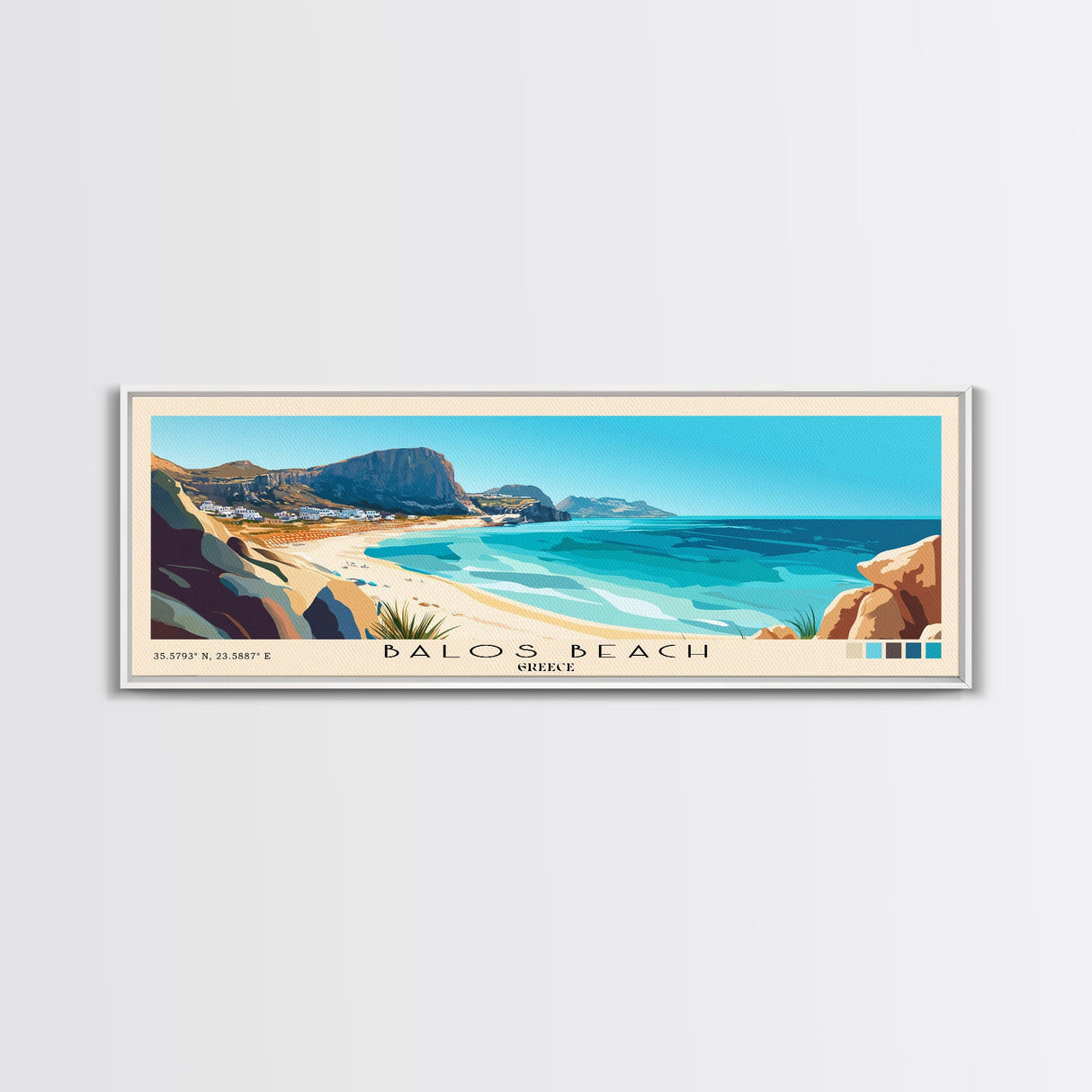 Balos Beach, Greece Panoramic Beach Print, Vacation Gift, Greece Wall Art, Beach Painting, Beach Decor, Beach Painting