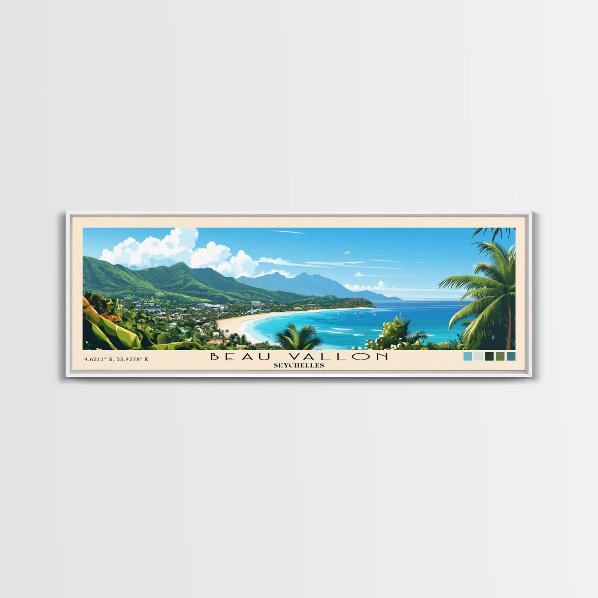 Beau Vallon, Seychelles Panoramic Print, Vacation Gift, Seychelles Wall Art, Vacation Wall Art, Vacatation Memories, Beach Decor, Beach Or Lakehouse Art