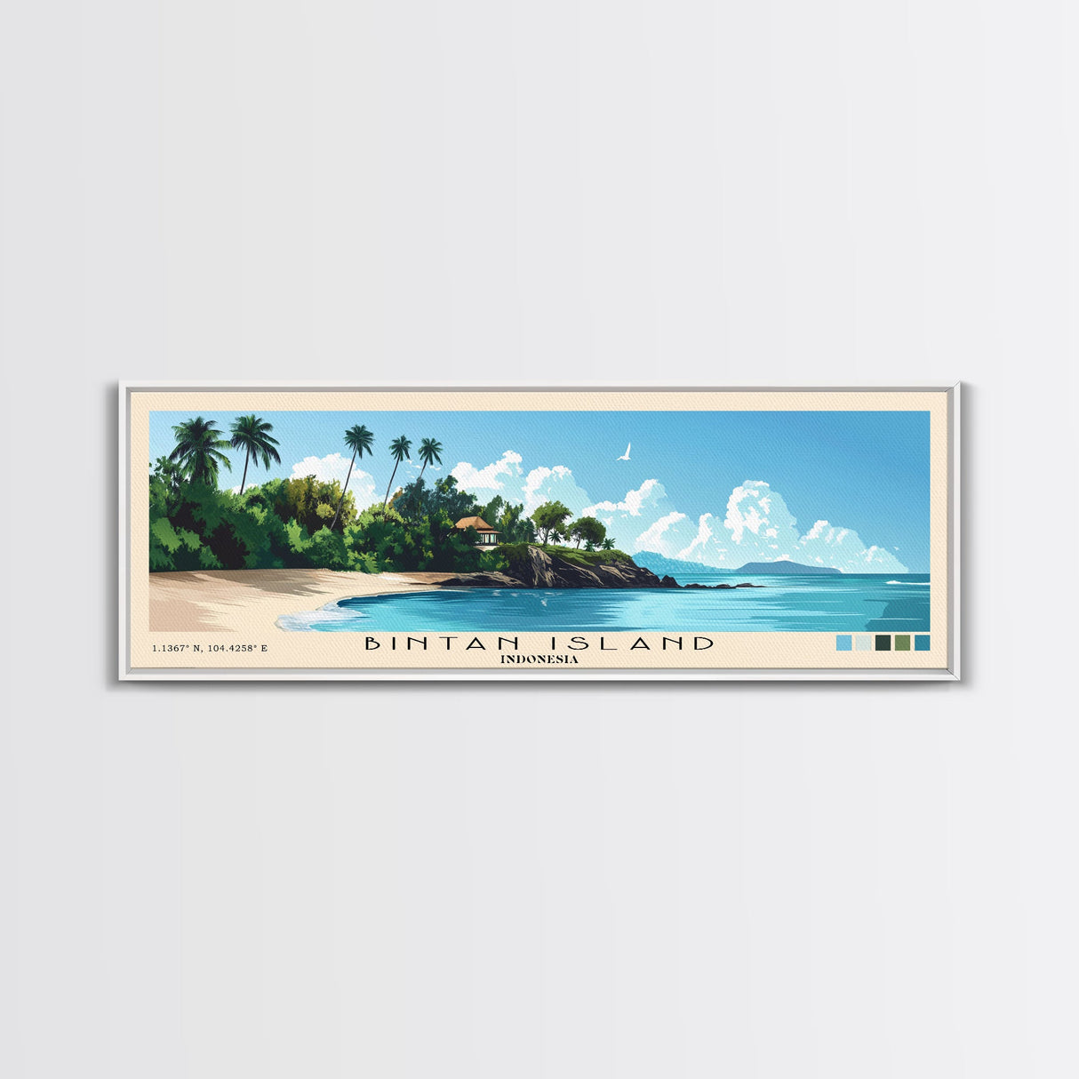 Bintan Island, Indonesia Panoramic Beach Print, Vacation Gift, Indonesia Wall Art, Beach Painting, Beach Decor, Beach Painting