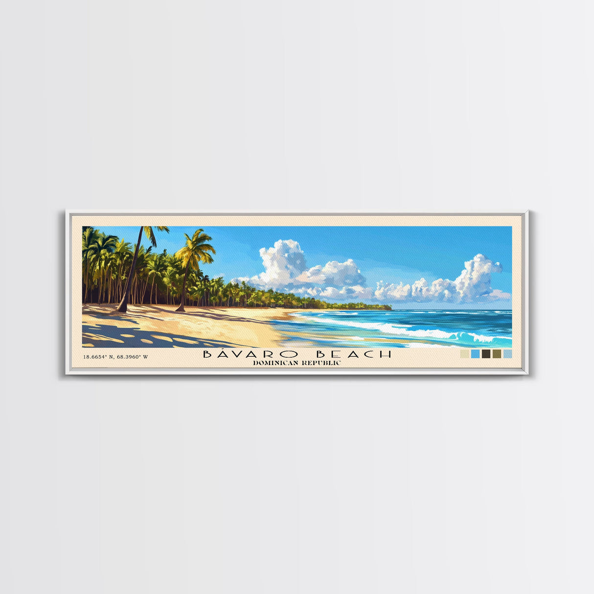 Bávaro Beach, Dominican Republic Panoramic Beach Print, Vacation Gift, Dominican Republic Wall Art, Beach Painting, Beach Decor, Beach Painting