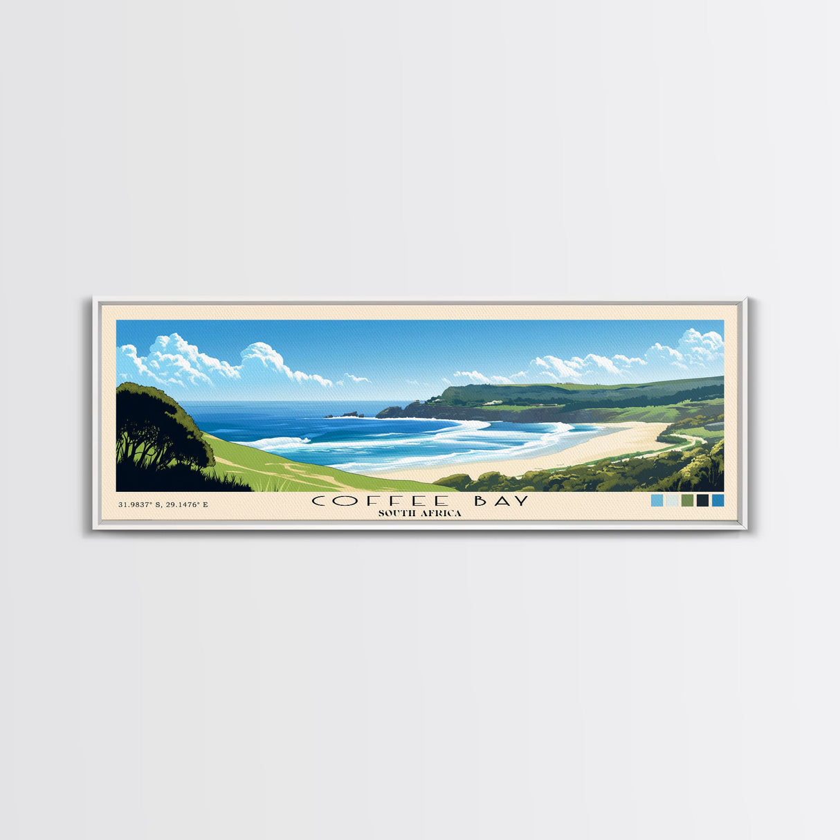 Coffee Bay, South Africa Panoramic Print, Vacation Gift, South Africa Wall Art, Beach Painting, Beach Decor, Beach Or Lakehouse Art