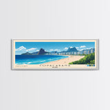 Copacabana, Brazil Panoramic Beach Print, Vacation Gift, Brazil Wall Art, Framed Canvas Print, Framed Beach Painting