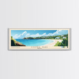 Cove Bay, Anguila Panoramic Beach Print, Vacation Gift, Anguila Wall Art, Framed Canvas Print, Framed Beach Painting