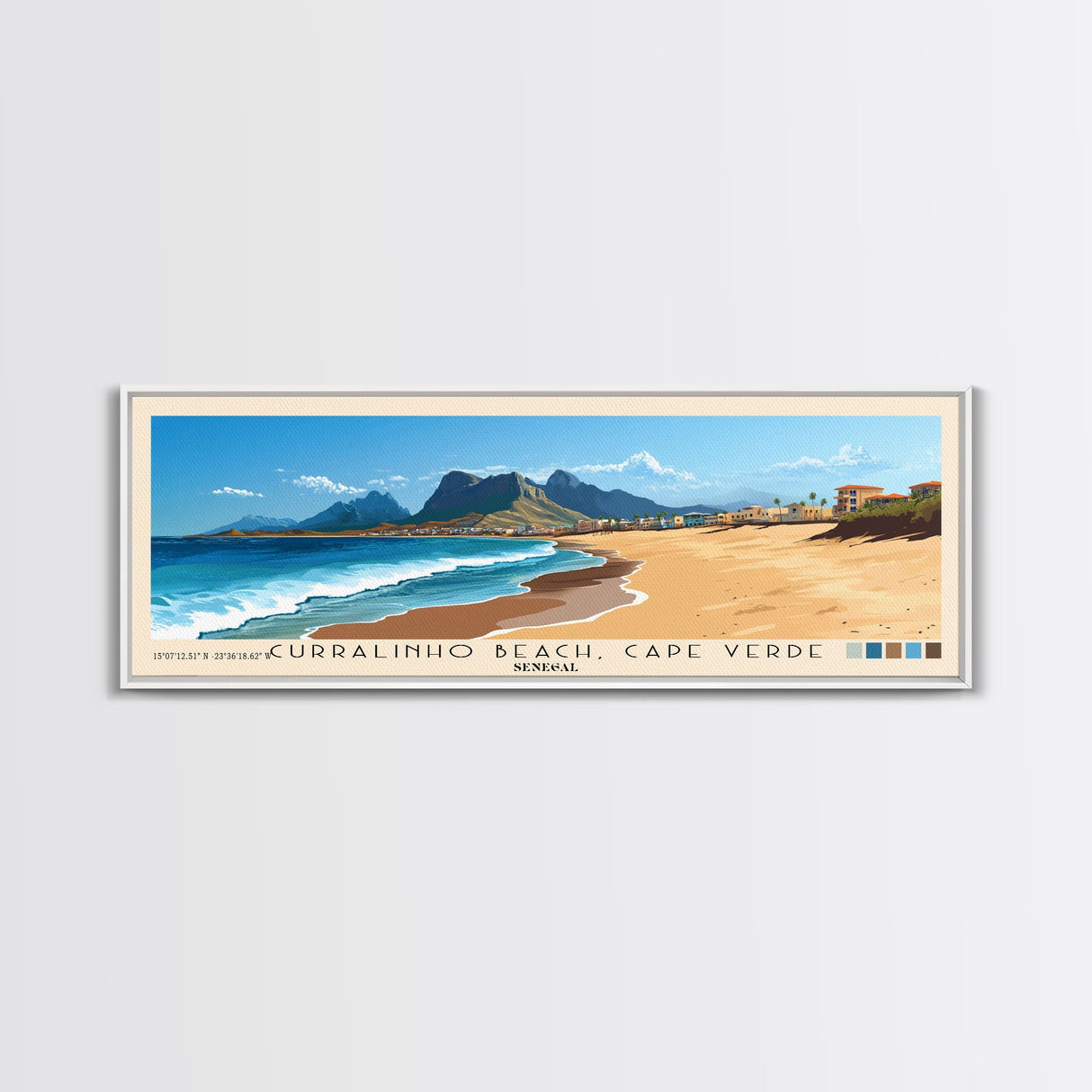 Curralinho Beach, Cape Verde, Senegal Panoramic Beach Print, Vacation Gift, Senegal Wall Art, Beach Painting, Beach Decor, Beach Painting