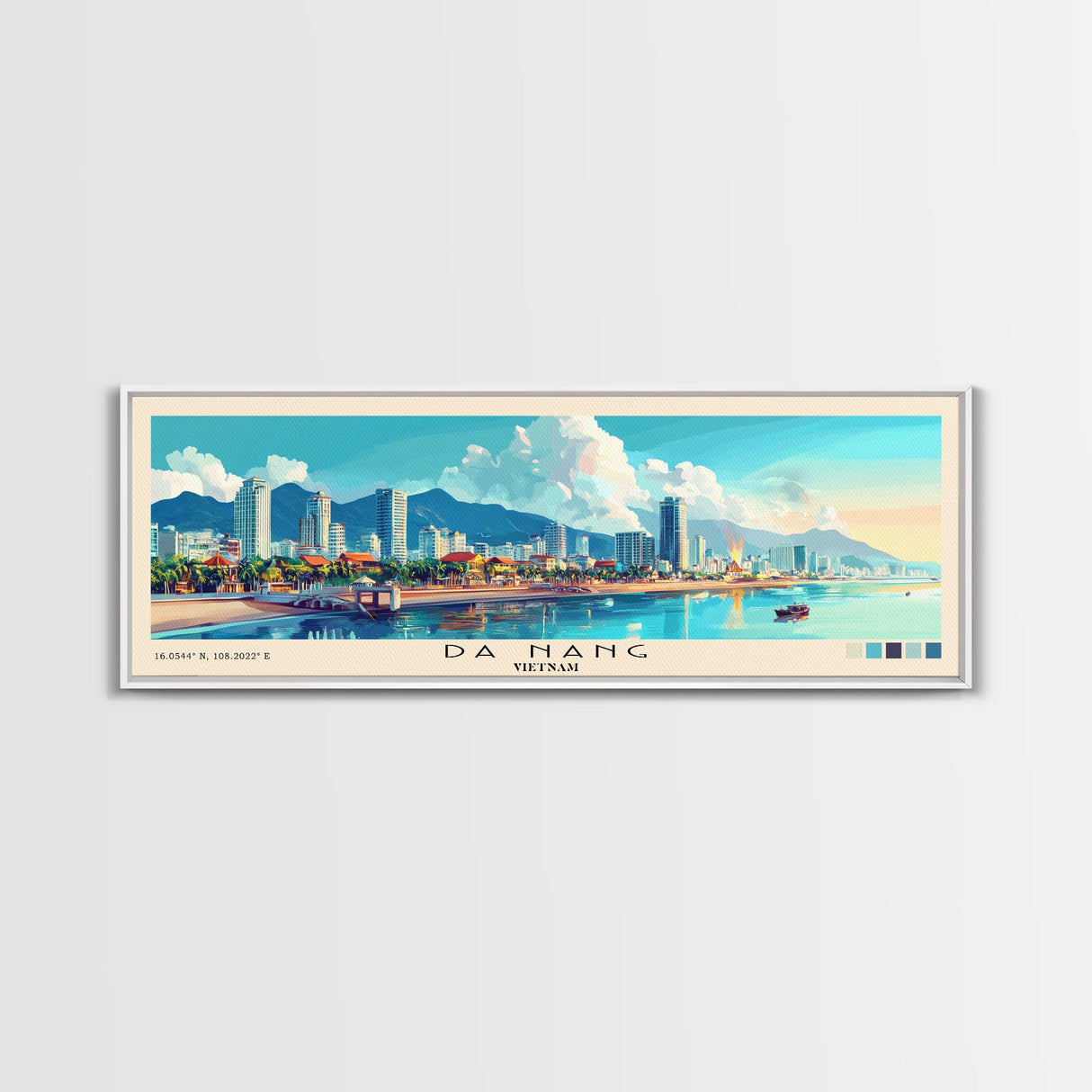 Da Nang, Vietnam Panoramic Beach Print, Vacation Gift, Vietnam Wall Art, Framed Canvas Print, Framed Beach Painting