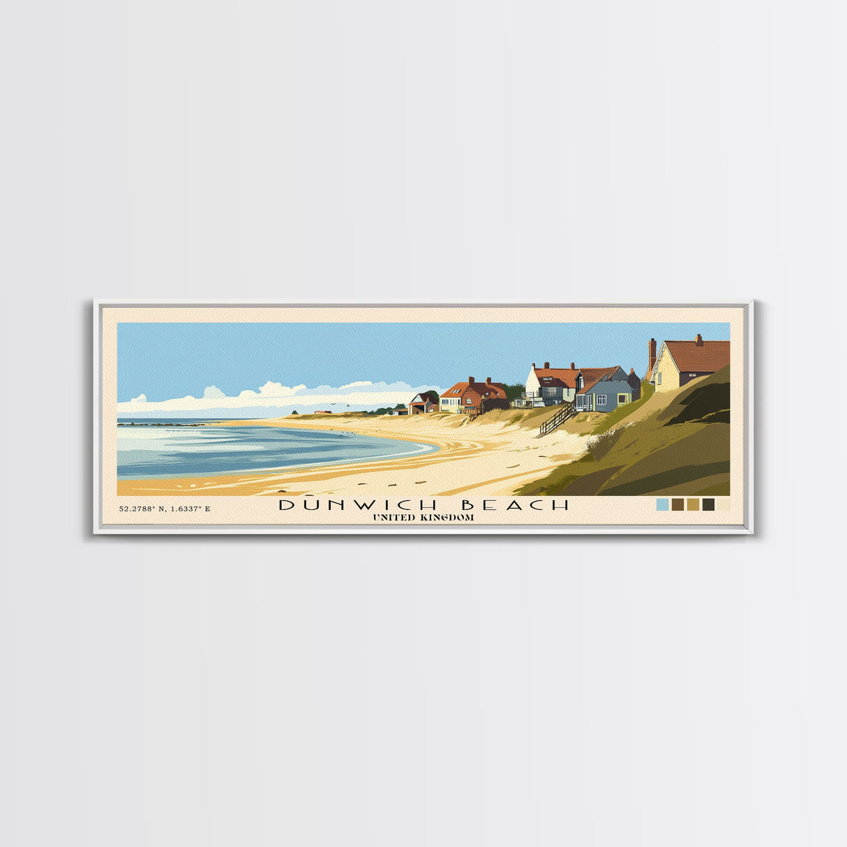 Dunwich Beach, United Kingdom Panoramic Print, Vacation Gift, United Kingdom Wall Art, Beach Painting, Beach Decor, Large Wall Art, Wood Frame Art