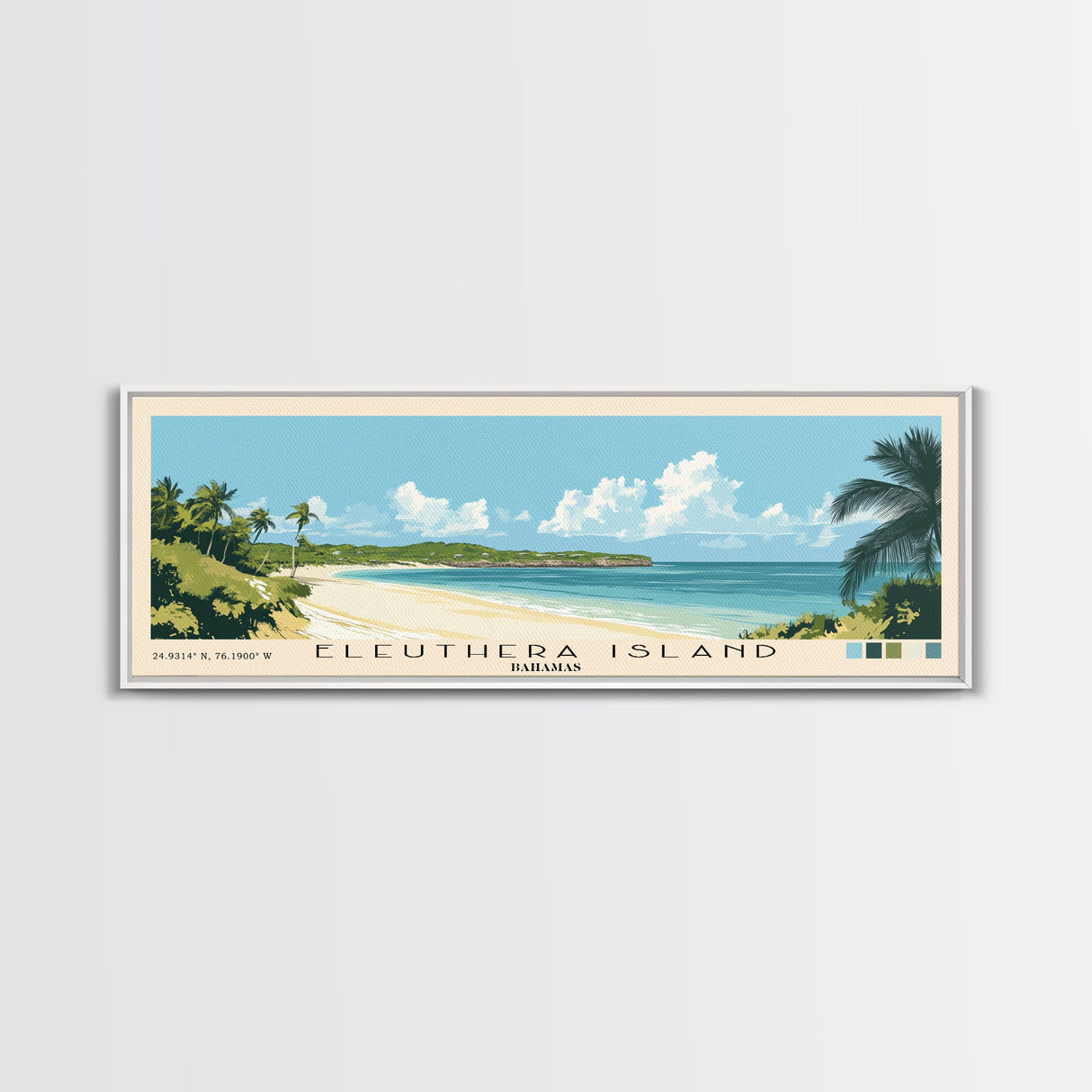 Eleuthera Island, Bahamas Panoramic Beach Print, Vacation Gift, Bahamas Wall Art, Beach Painting, Beach Decor, Beach Painting