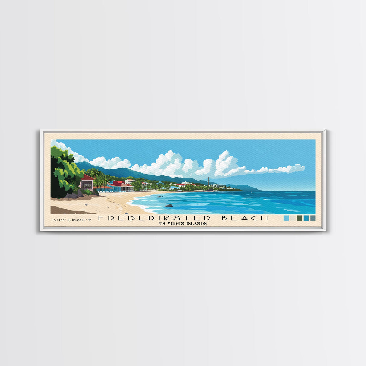 Frederiksted Beach, US Virgin islands Panoramic Print, Vacation Gift, US Virgin islands Wall Art, Beach Painting, Beach Decor, Beach Or Lakehouse Art