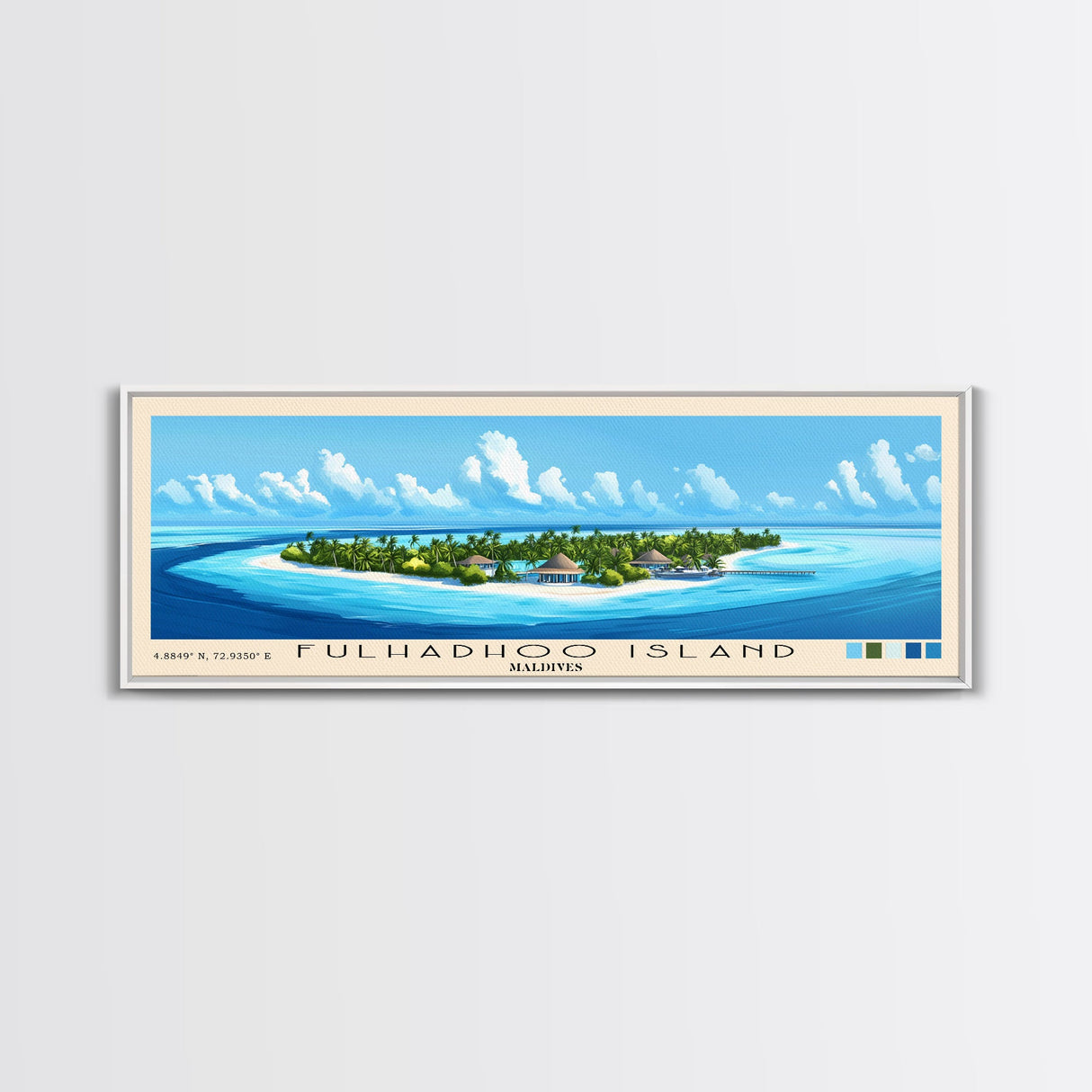 Fulhadhoo Island, Maldives Panoramic Print, Vacation Gift, Maldives Wall Art, Beach Painting, Beach Decor, Beach Or Lakehouse Art