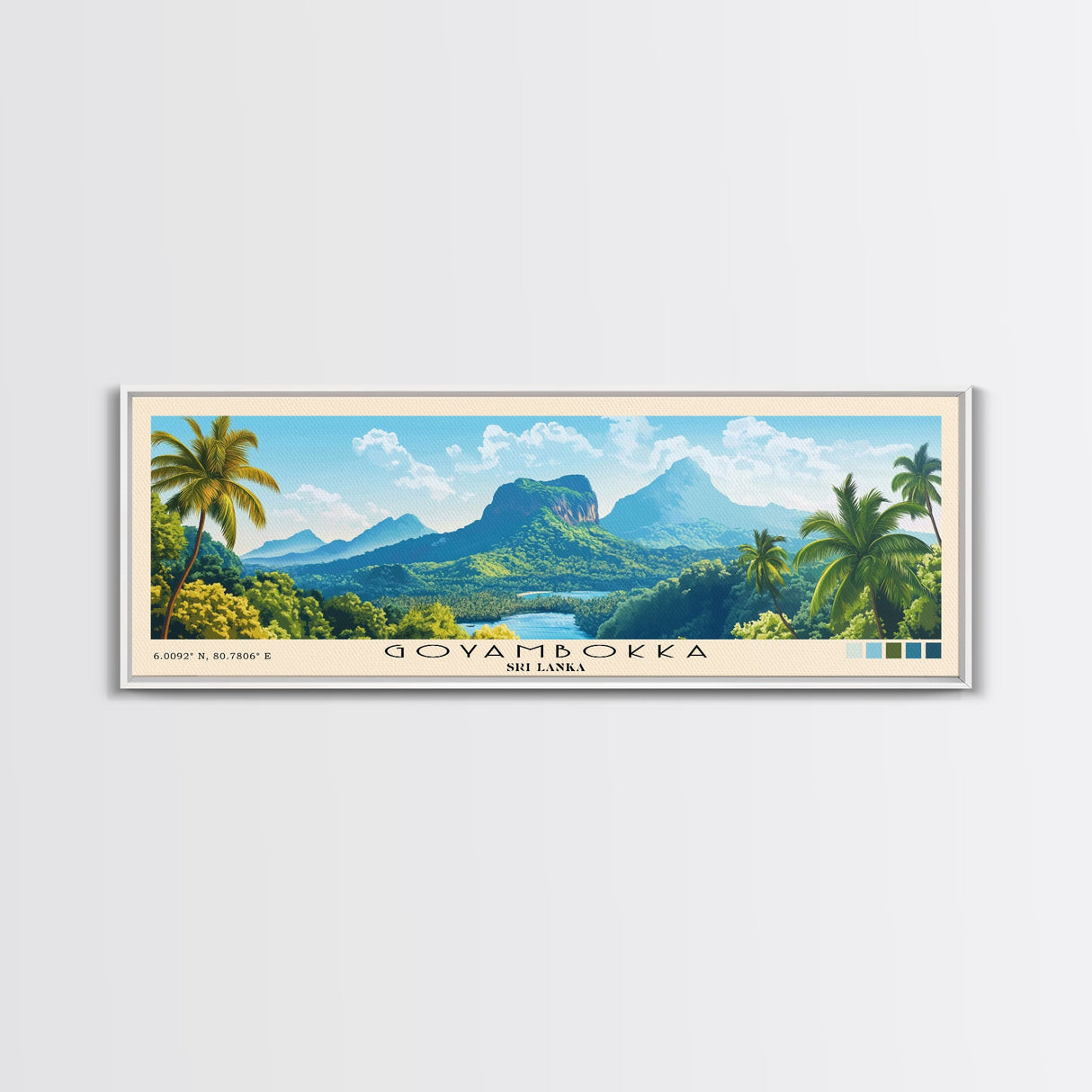 Goyambokka, Sri Lanka Panoramic Print, Vacation Gift, Sri Lanka Wall Art, Beach Painting, Beach Decor, Large Wall Art, Wood Frame Art