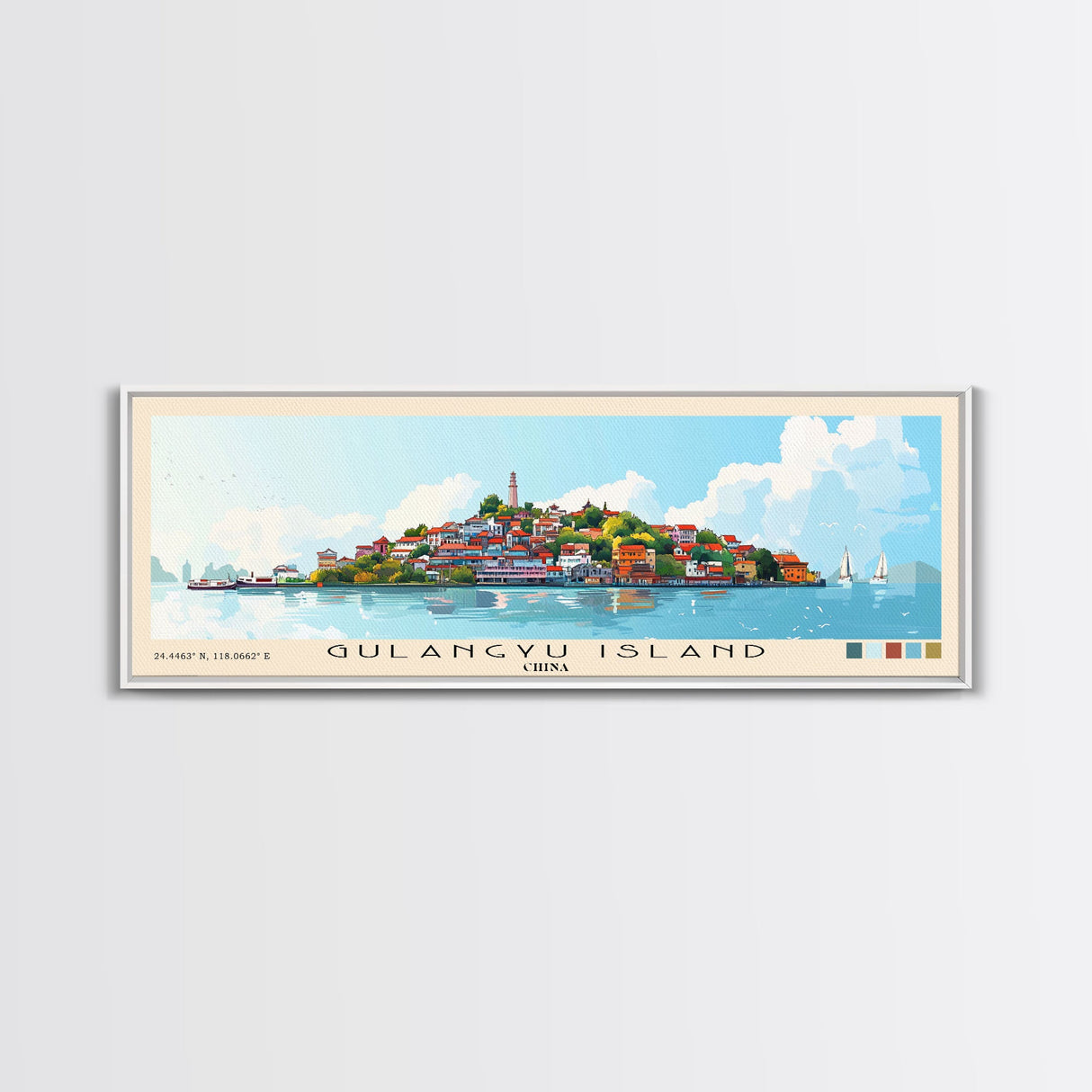 Gulangyu Island, China Panoramic Print, Vacation Gift, China Wall Art, Beach Painting, Beach Decor, Beach Or Lakehouse Art