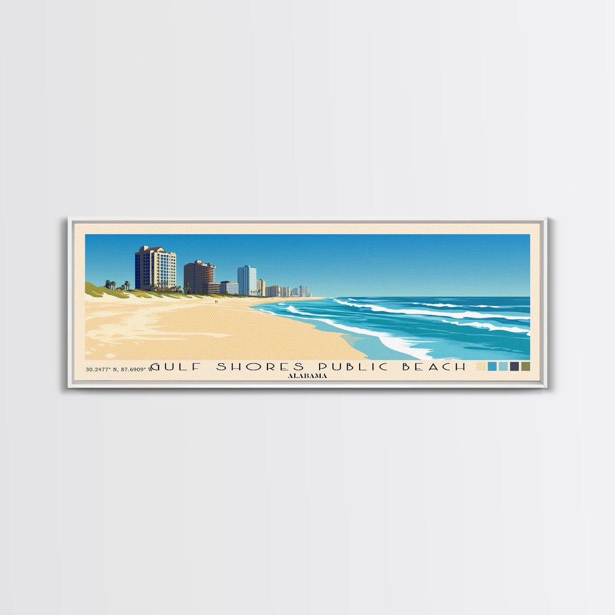 Gulf Shores Public Beach, Alabama Panoramic Beach Print, Vacation Gift, Alabama Wall Art, Beach Painting, Beach Decor, Beach Painting