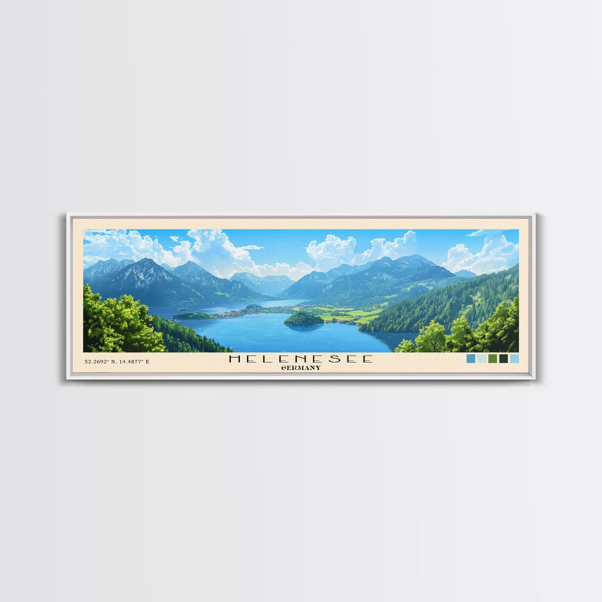 Helenesee, Germany Panoramic Print, Vacation Gift, Germany Wall Art, Beach Painting, Beach Decor, Large Wall Art, Wood Frame Art