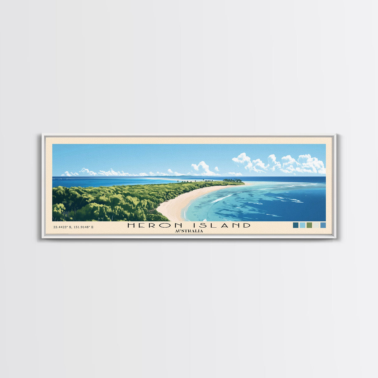 Heron Island, Australia Panoramic Print, Vacation Gift, Australia Wall Art, Beach Painting, Beach Decor, Beach Or Lakehouse Art