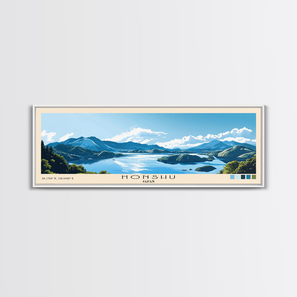 Honshu, Japan Panoramic Beach Print, Vacation Gift, Japan Wall Art, Beach Painting, Beach Decor, Beach Painting