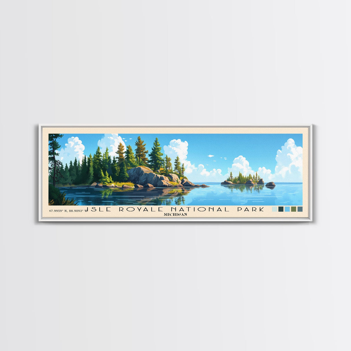 Isle Royale National Park, Michigan Panoramic Beach Print, Vacation Gift, Michigan Wall Art, Beach Painting, Beach Decor, Beach Painting