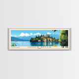 Isola Bella, Italy Panoramic Print, Vacation Gift, Italy Wall Art, Beach Painting, Beach Decor, Large Wall Art, Wood Frame Art