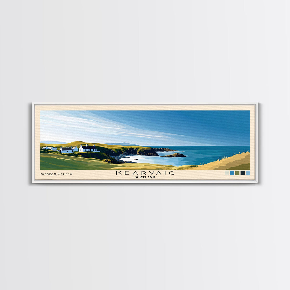 Kearvaig, Scotland Panoramic Beach Print, Vacation Gift, Scotland Wall Art, Beach Painting, Beach Decor, Beach Painting