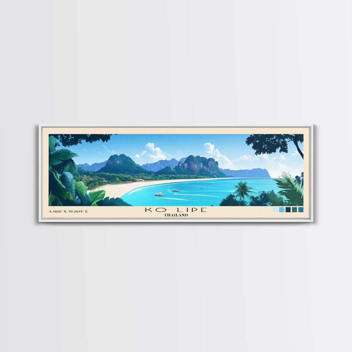 Ko Lipe, Thailand Panoramic Print, Vacation Gift, Thailand Wall Art, Beach Painting, Beach Decor, Beach Or Lakehouse Art