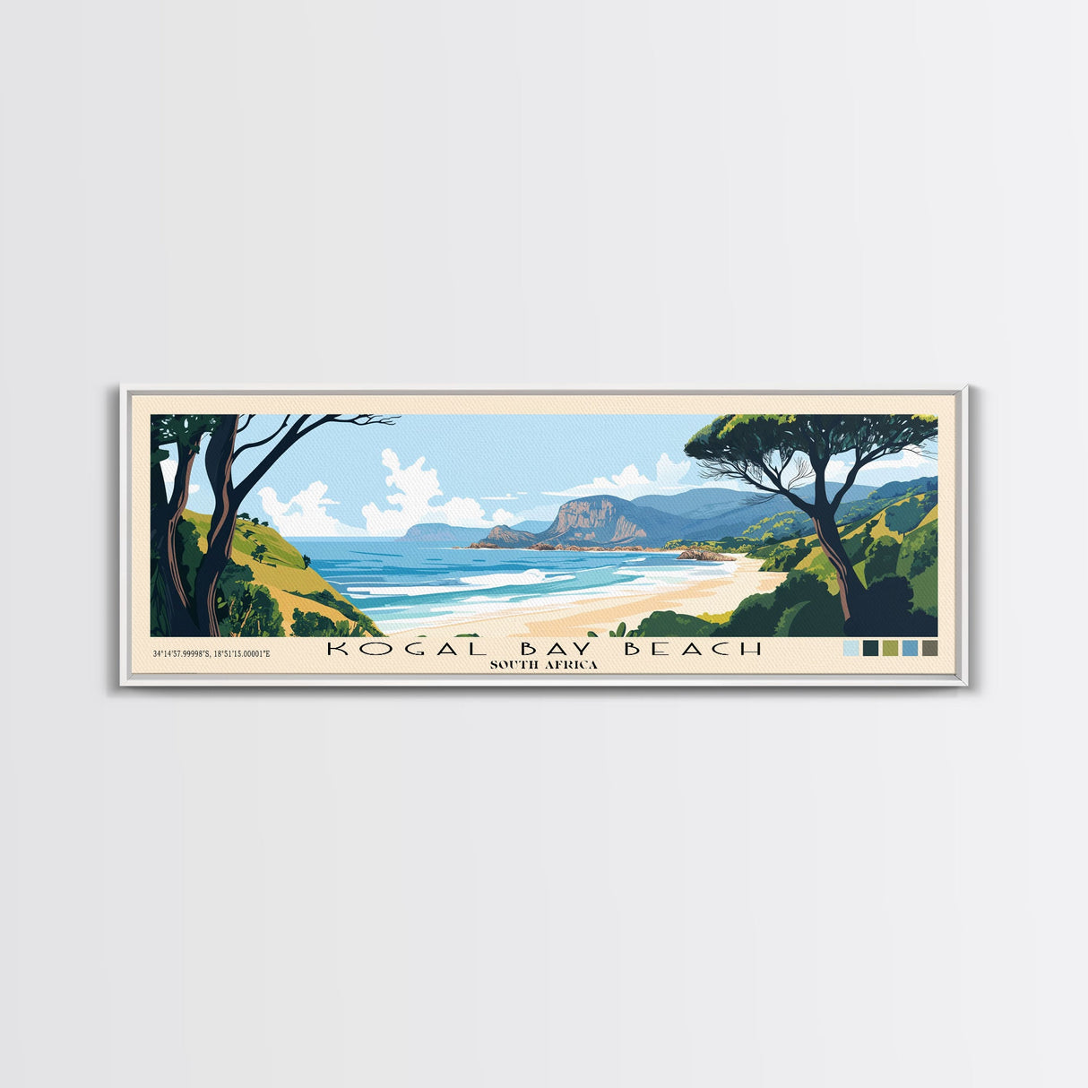 Kogal Bay Beach, South Africa Panoramic Beach Print, Vacation Gift, South Africa Wall Art, Beach Painting, Beach Decor, Beach Painting