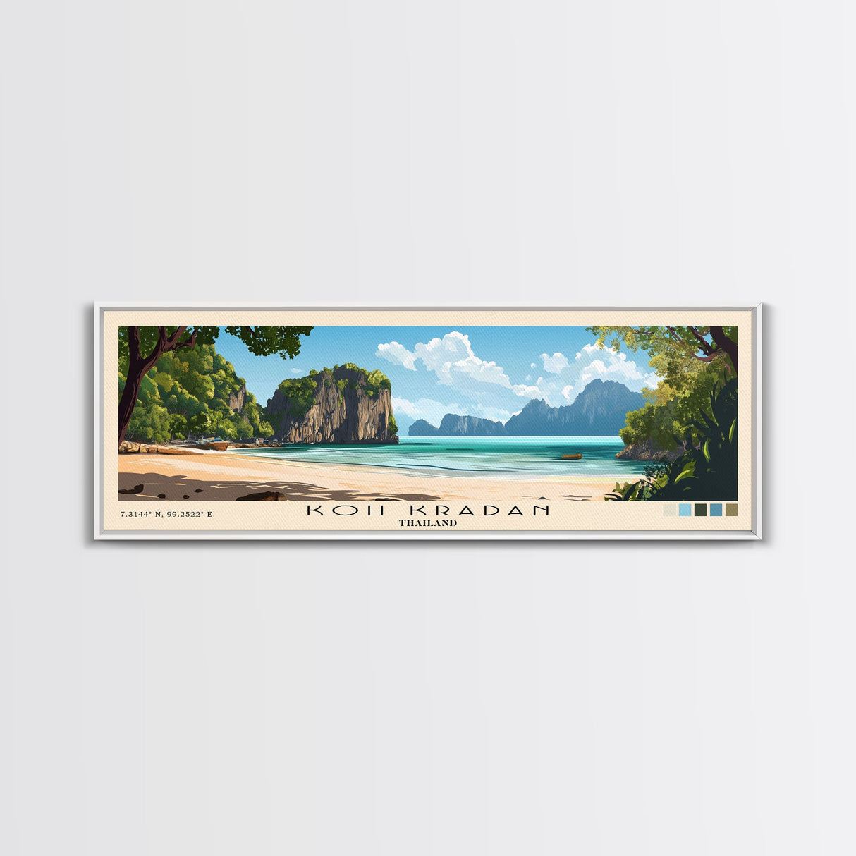 Koh Kradan, Thailand Panoramic Print, Vacation Gift, Thailand Wall Art, Beach Painting, Beach Decor, Beach Or Lakehouse Art