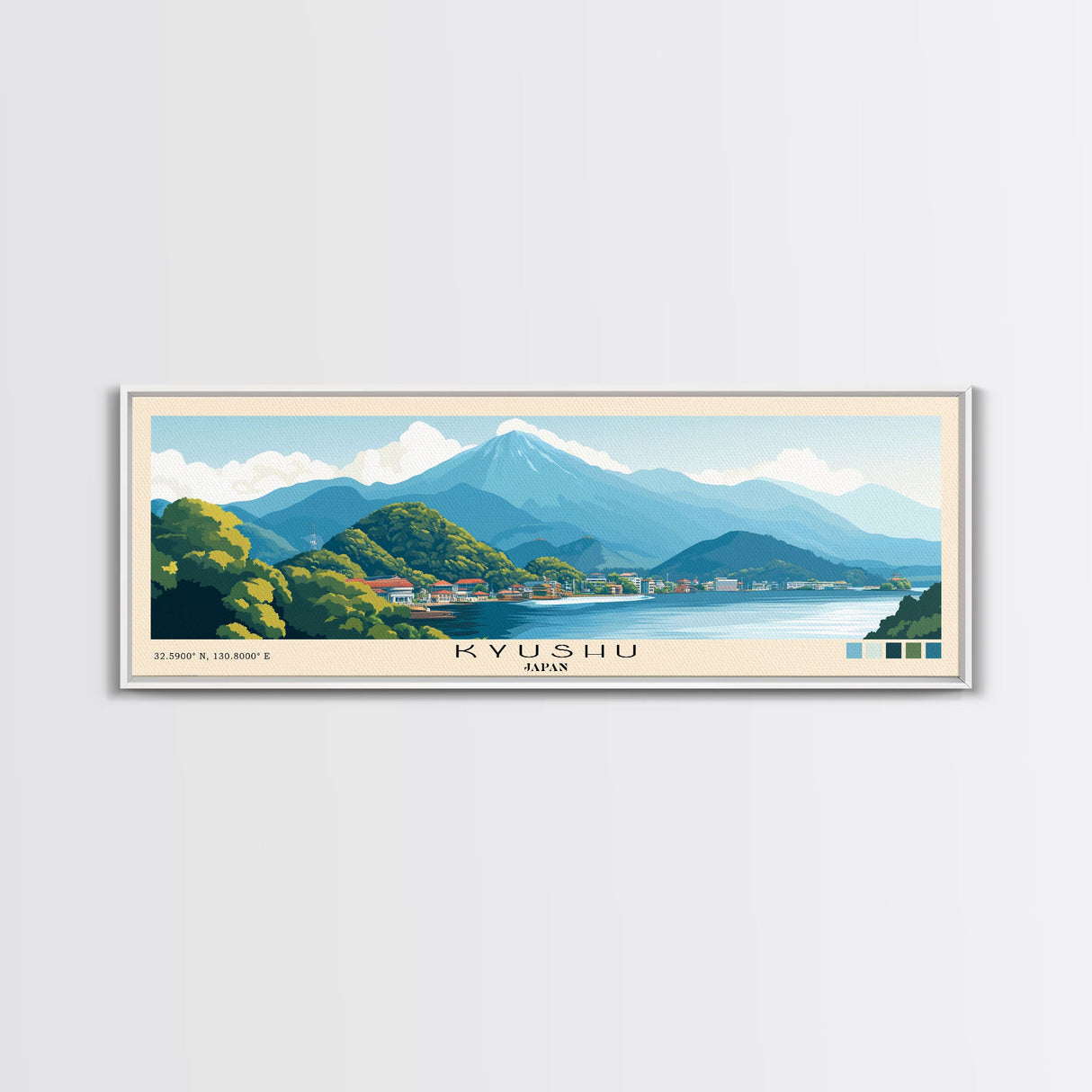 Kyushu, Japan Panoramic Print, Vacation Gift, Japan Wall Art, Beach Painting, Beach Decor, Large Wall Art, Wood Frame Art