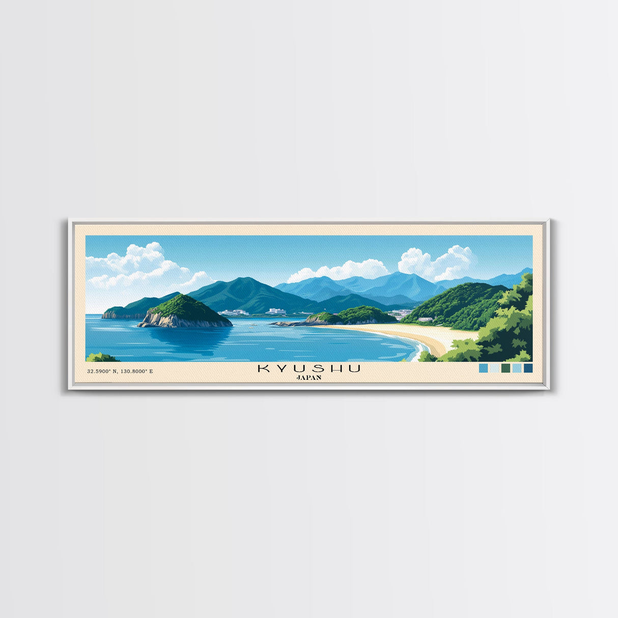 Kyushu, Japan Panoramic Beach Print, Vacation Gift, Japan Wall Art, Framed Canvas Print, Framed Beach Painting