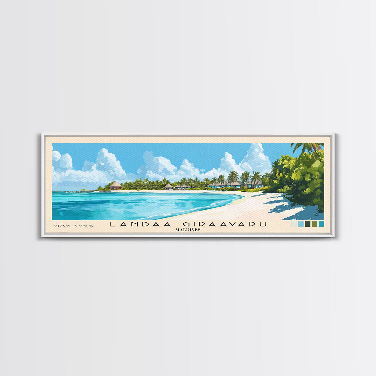 Landaa Giraavaru, Maldives Panoramic Print, Vacation Gift, Maldives Wall Art, Beach Painting, Beach Decor, Beach Or Lakehouse Art