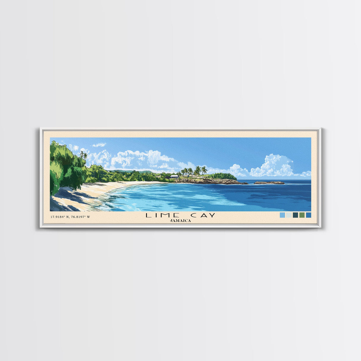 Lime Cay, Jamaica Panoramic Print, Vacation Gift, Jamaica Wall Art, Beach Painting, Beach Decor, Beach Or Lakehouse Art