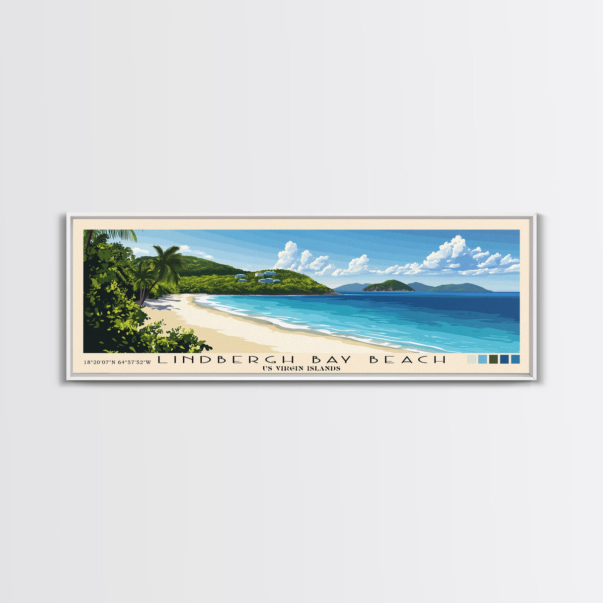 Lindbergh Bay Beach, US Virgin islands Panoramic Beach Print, Vacation Gift, US Virgin islands Wall Art, Beach Painting, Beach Decor, Beach Painting