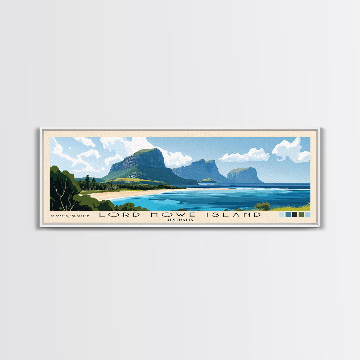 Lord Howe Island, Australia Panoramic Print, Vacation Gift, Australia Wall Art, Vacation Wall Art, Vacatation Memories, Beach Decor, Beach Or Lakehouse Art